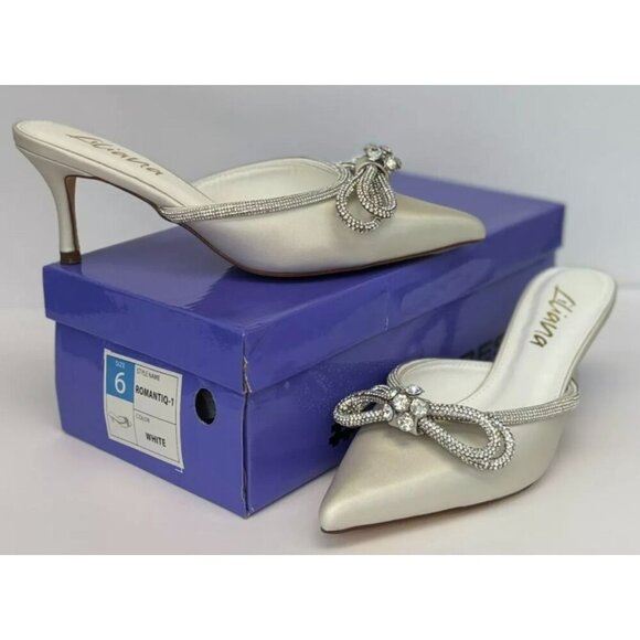 LILIANA / Romantiq 1 / Elegant / Satin /  Pointed-Toe Heels / With Rhinestone Bo - Picture 7 of 8